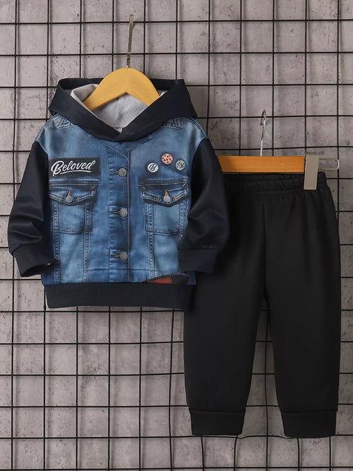 Children's Button Up Hooded Jacket & Pants Set by Trendsi