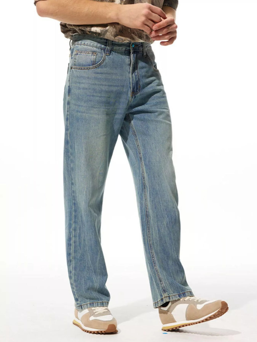Men's Relaxed Fit Vintage Wash Pants by Trendsi