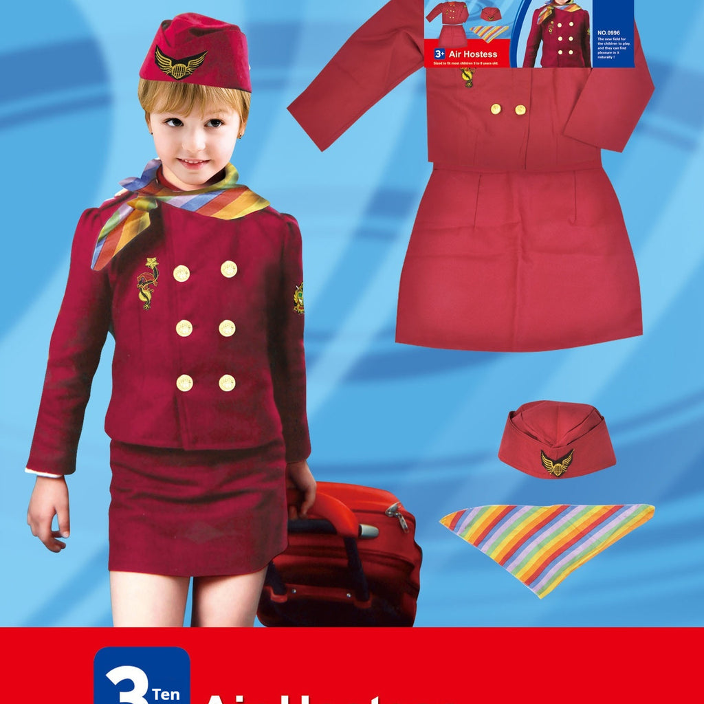Children's Captain Clothing Girls Stewardess Clothing Holiday Party Performance Wear by DC-THE CEO