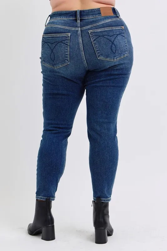 Judy Blue Full Size Run Mid-Rise Waist Skinny Jeans with Thermal Lining by Trendsi