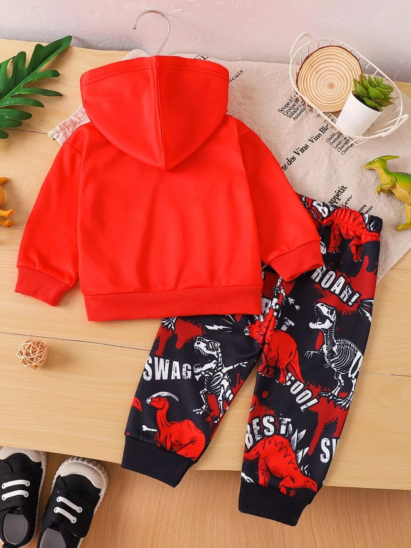 Children's Dinosaur Long Sleeve Hoodie and Pants Set by Trendsi
