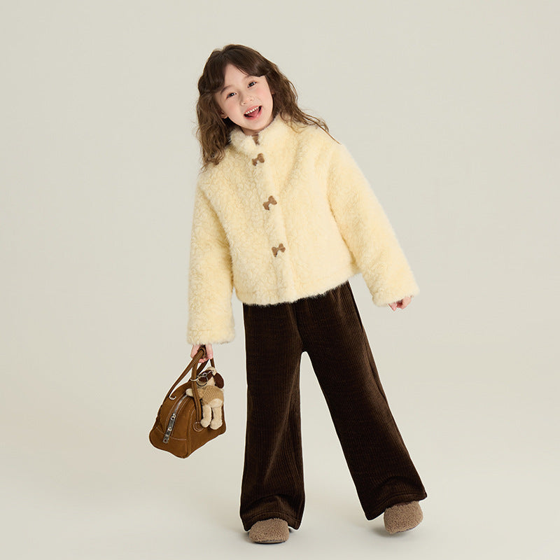 Furry Coat Children Single-layer Fleece-lined Warm-keeping Cotton Clothing by DC-THE CEO