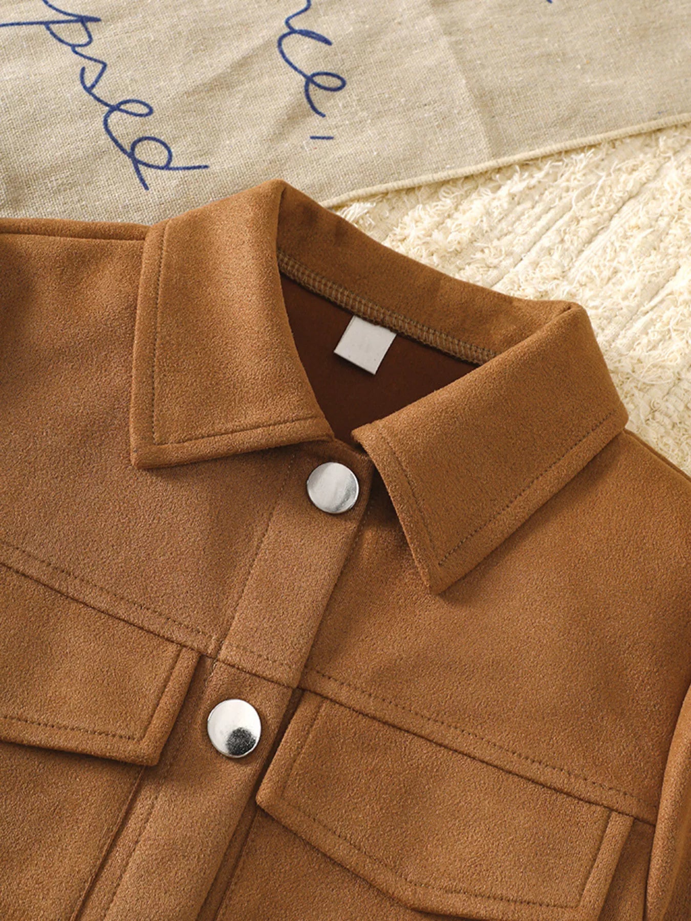 Children's Button Up Flounce Sleeve Outerwear by Trendsi