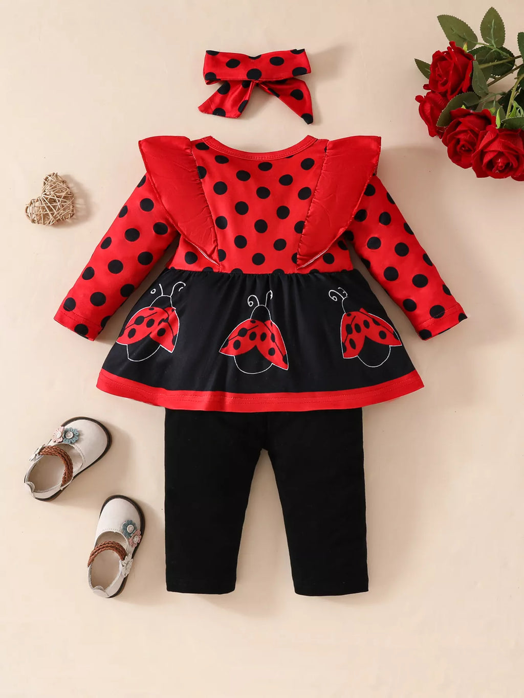 Children's Ruffled Top and Pants Set with Headband by Trendsi