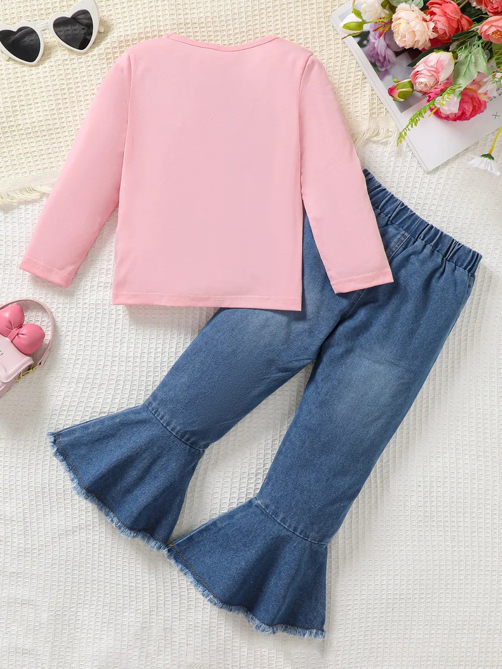 Children's Round Neck Graphic Top and Pants Set by Trendsi