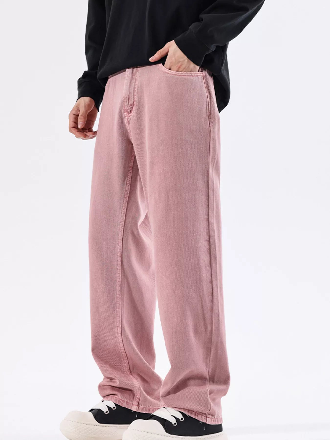 Men's Vintage Wash Wide Leg Jeans by Trendsi
