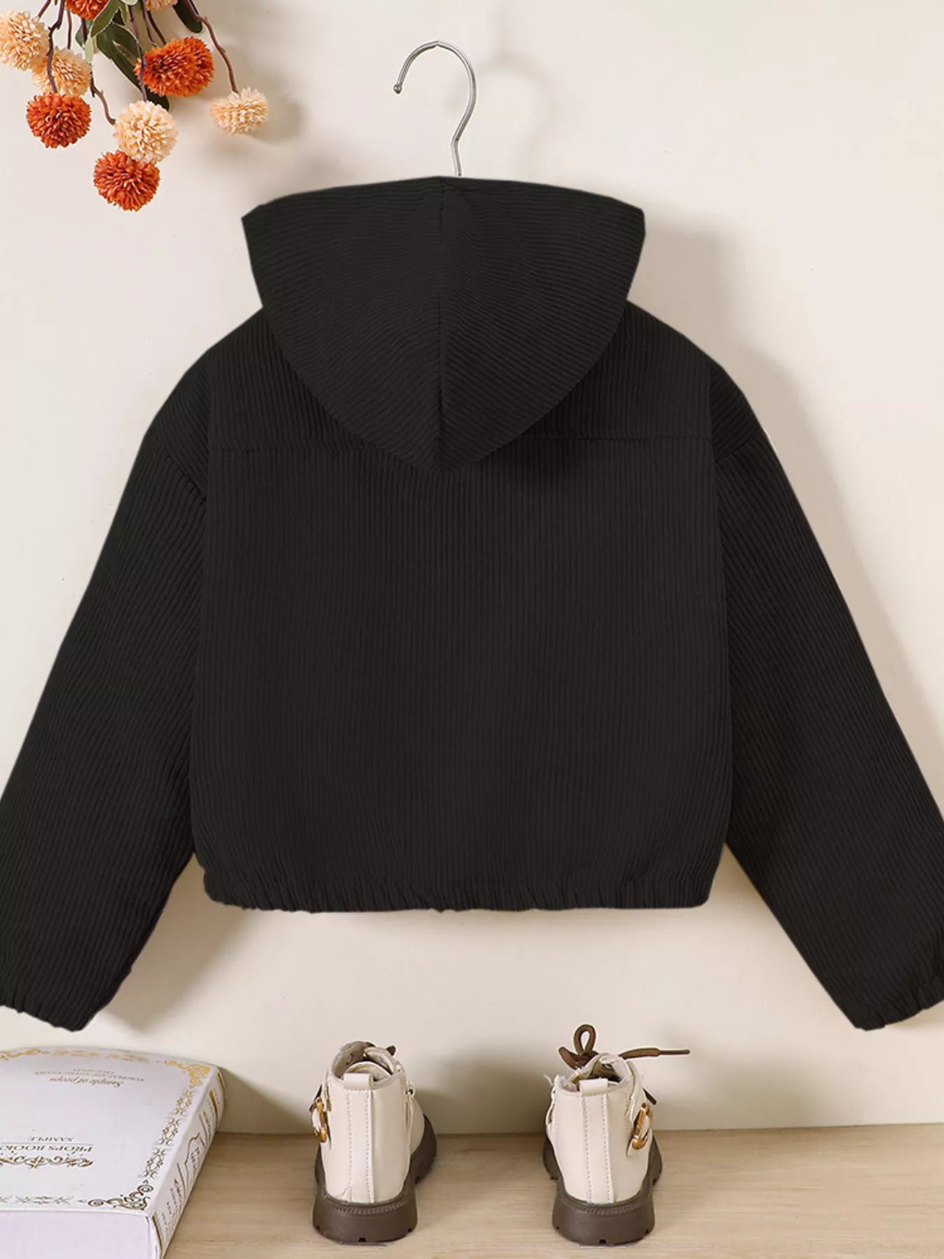 Children's Casual Corduroy Hooded Jacket by Trendsi