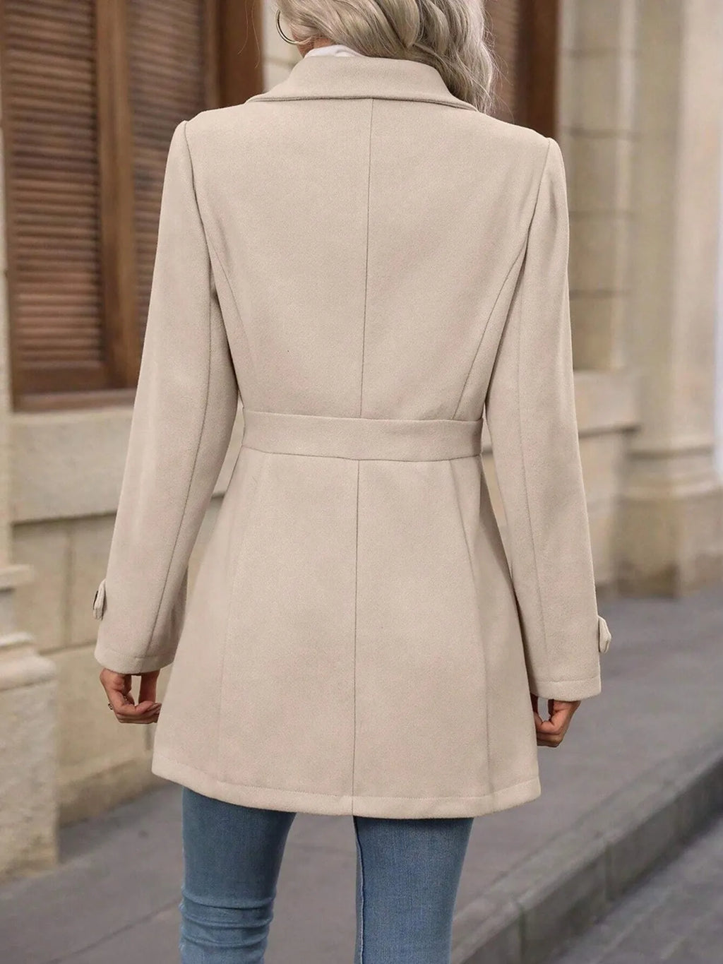 Button Up Long Sleeve Coat by Trendsi