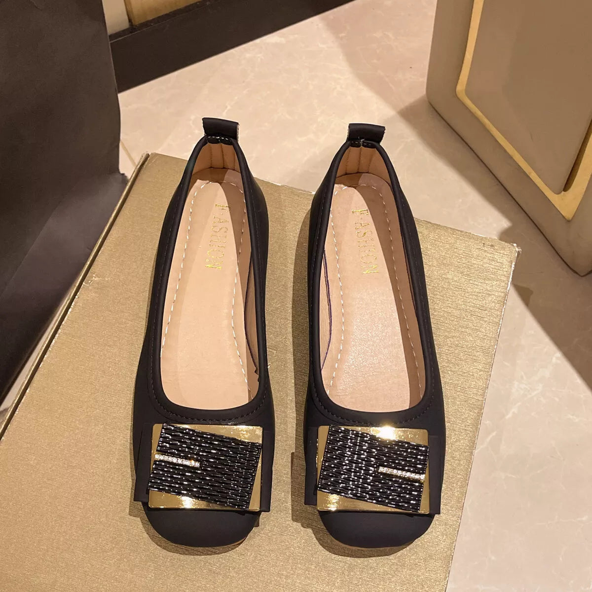 Round Toe Block Heels Slip-Ons by Trendsi
