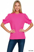 Zenana Raised Rib Puff Sleeve Top by Trendsi