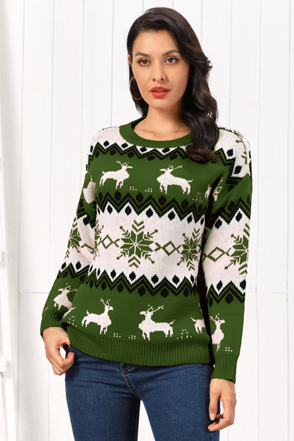 Reindeer Round Neck Sweater by Trendsi