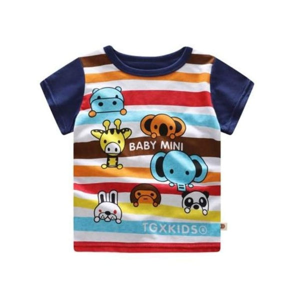 new children's summer children's clothing short-sleeved suit cotton boy girls small children cartoon summer two-piece by DC-THE CEO