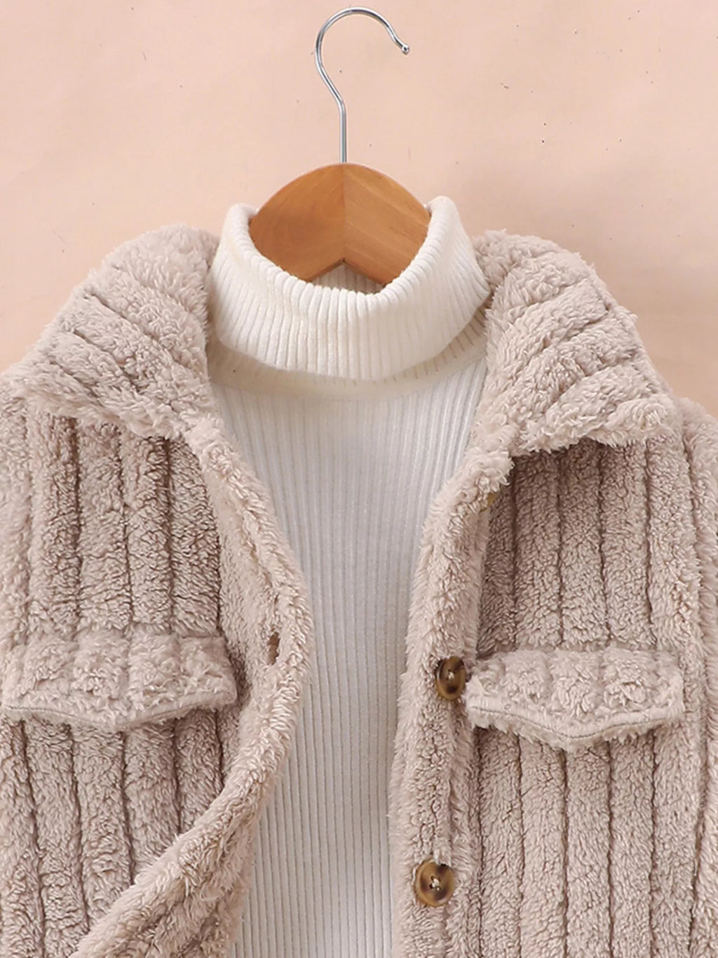 Children's Cozy Fleece Button-Down Jacket by Trendsi