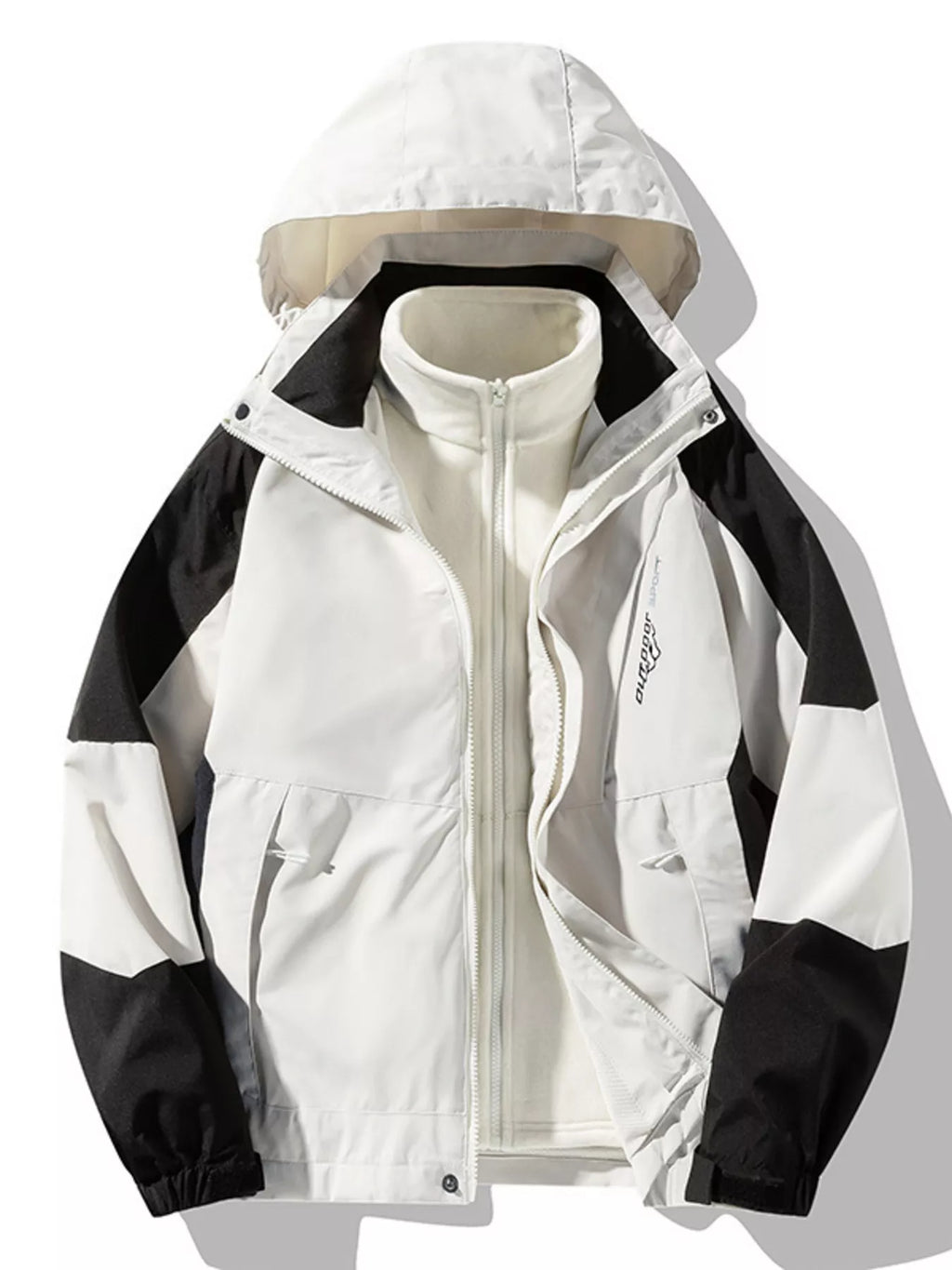 Men's Plus Size Waterproof Windproof Outdoor Hooded Jacket by Trendsi