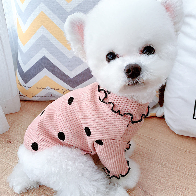 Dot turtleneck dog bottoming shirt by DC-THE CEO