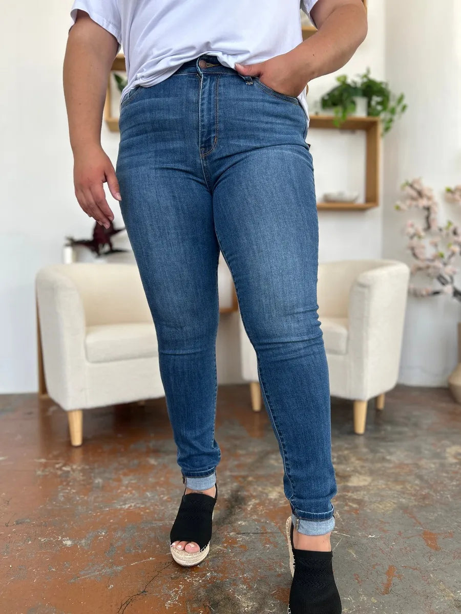 Judy Blue Full Size Cuffed Hem Skinny Jeans by Trendsi