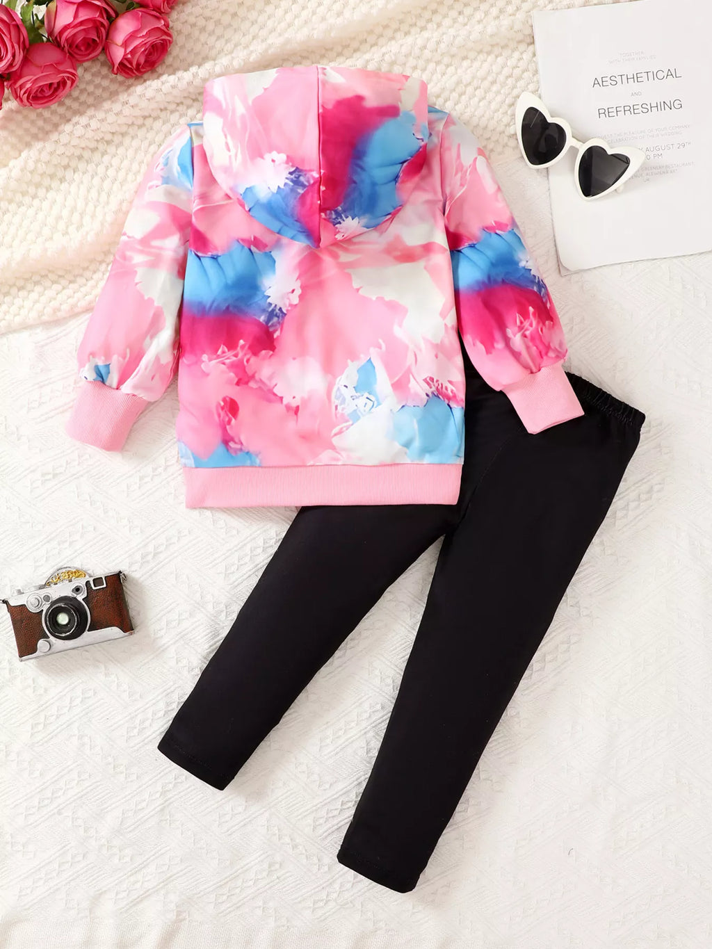 Children's Tie-Dye Graphic Hoodie & Pants Set by Trendsi