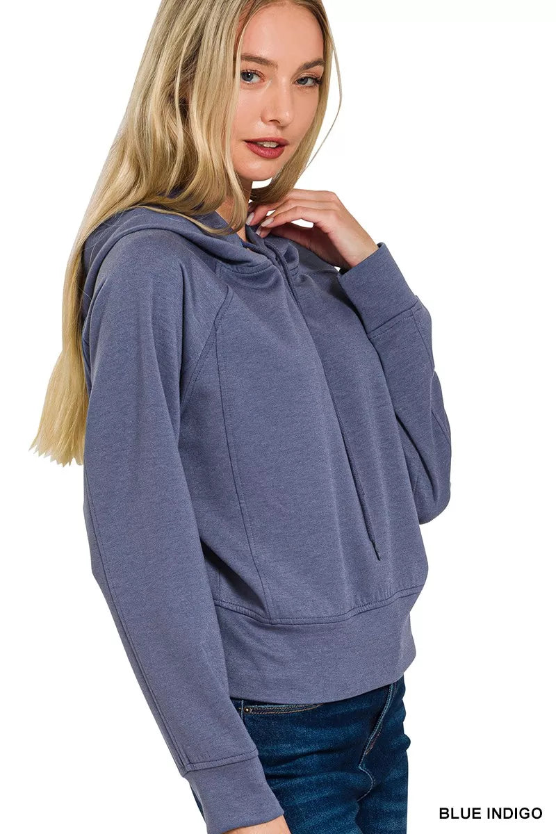 Zenana Drawstring Scuba Hoodie by Trendsi