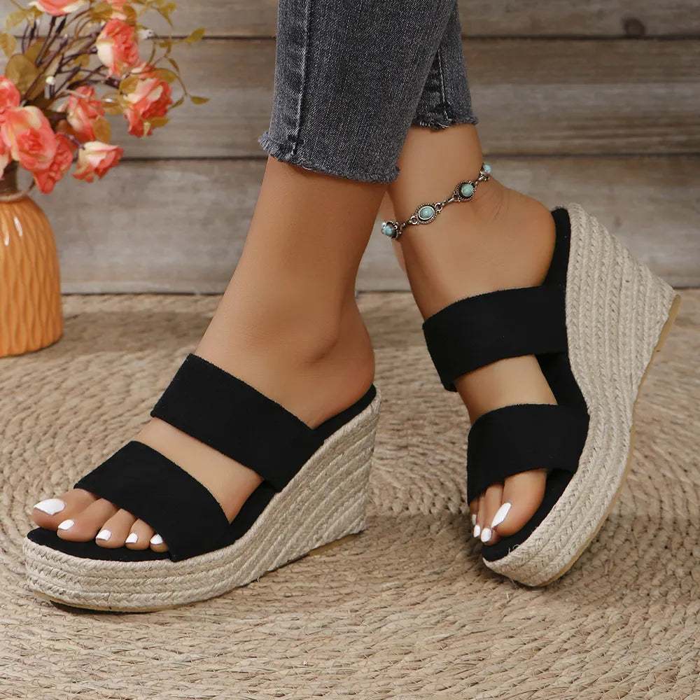 Open Toe Platform Wedge Sandals by Trendsi