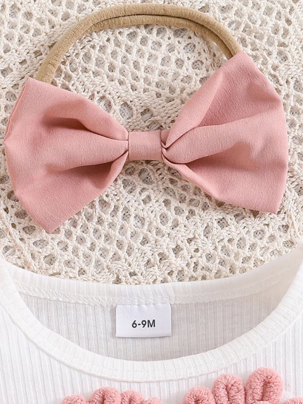 Children's Heart Bowknot Decor Dress with Headband by Trendsi