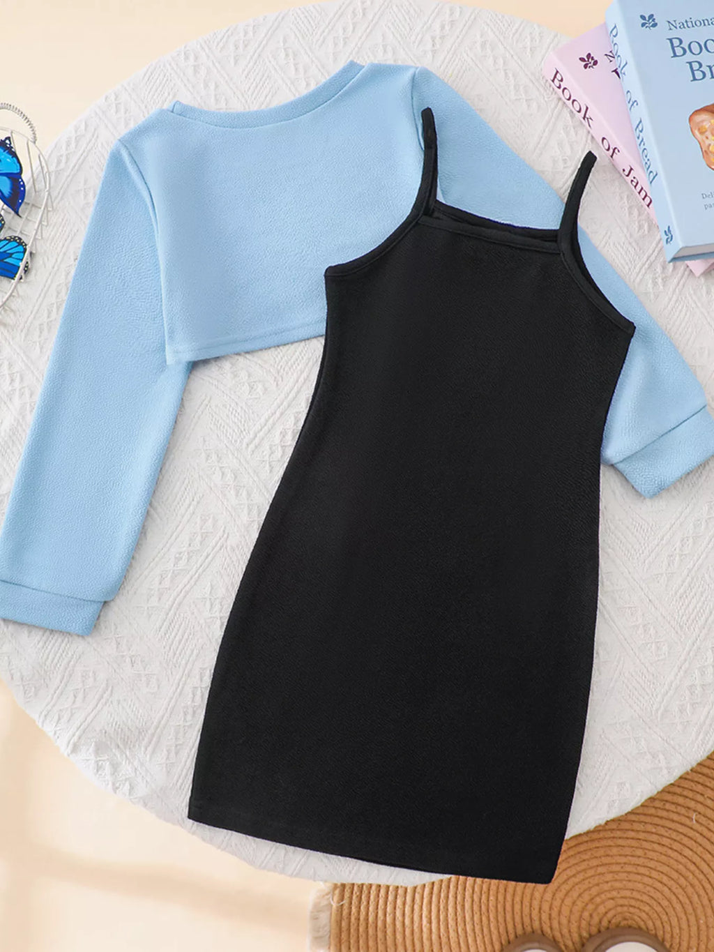 Children's Butterfly Long Sleeve Casual Dress Set by Trendsi