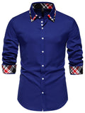 Men's Slim Fit Long Sleeve Plaid Trim Shirt by Trendsi