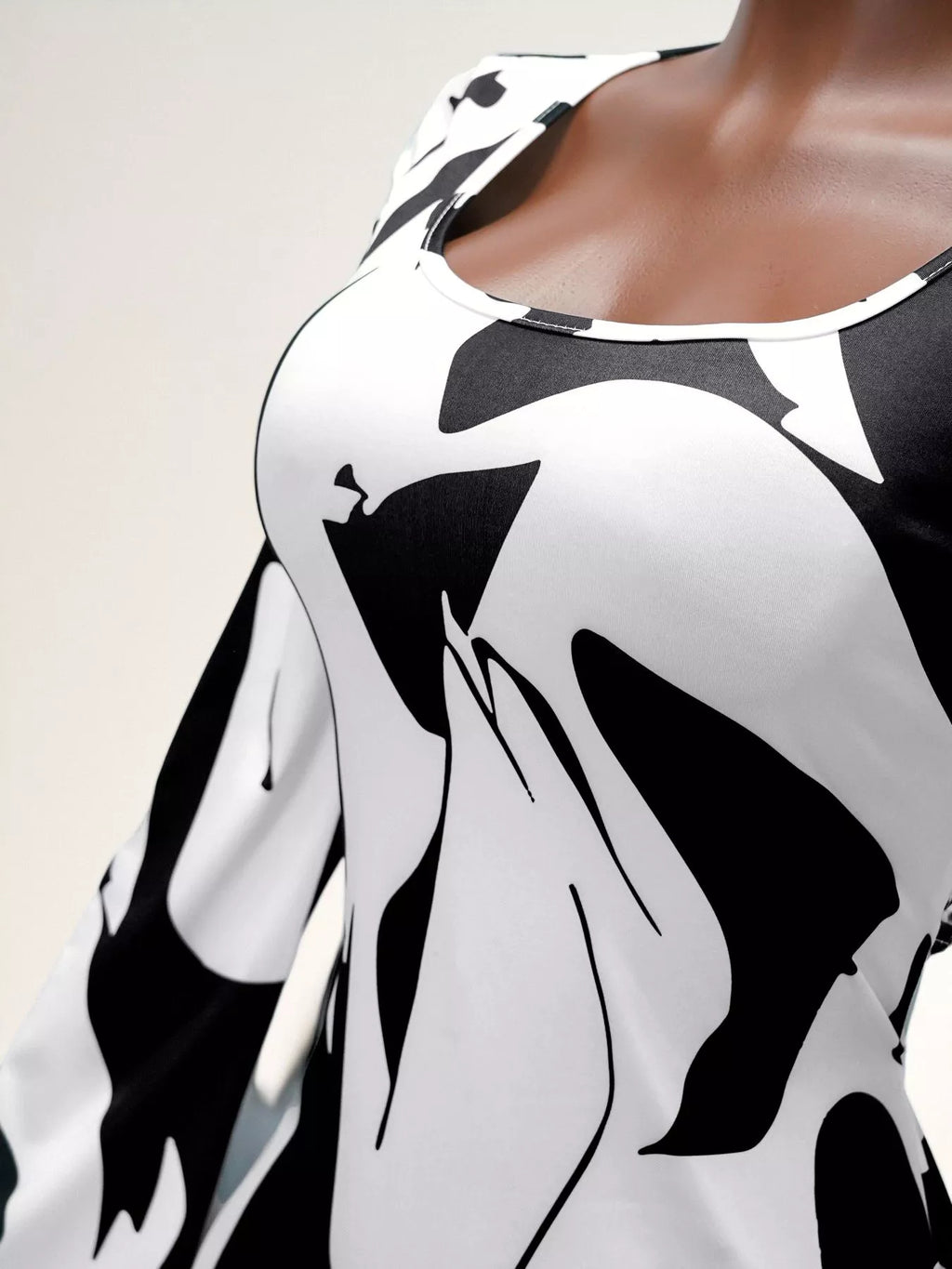 Abstract Print Long Sleeve Maxi Dress by Trendsi