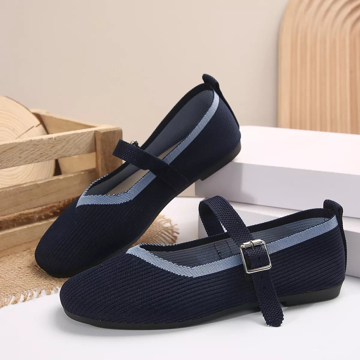 Round Toe Mesh Slip-Ons by Trendsi