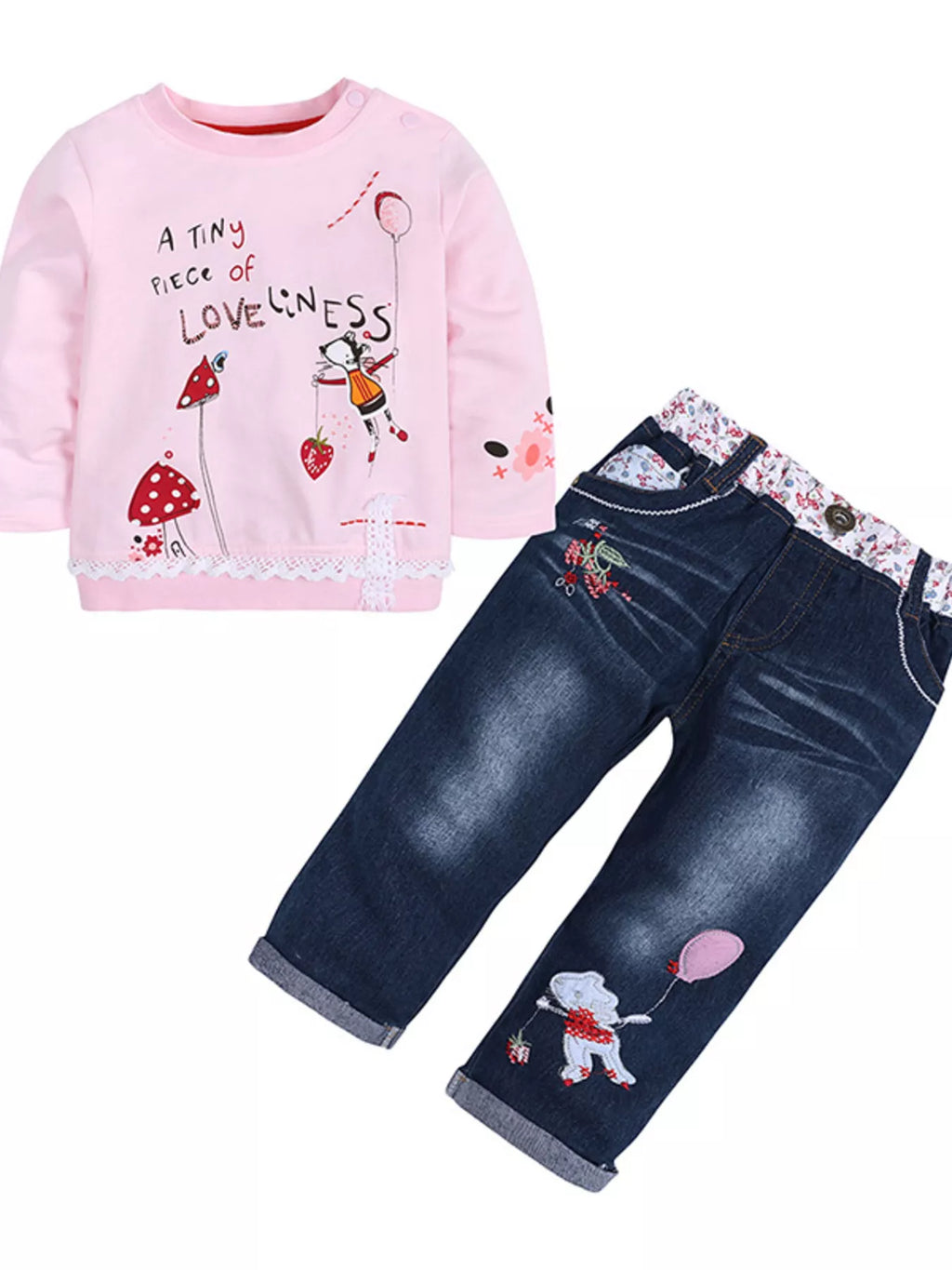 Children's Round Neck Top and Jeans Set by Trendsi
