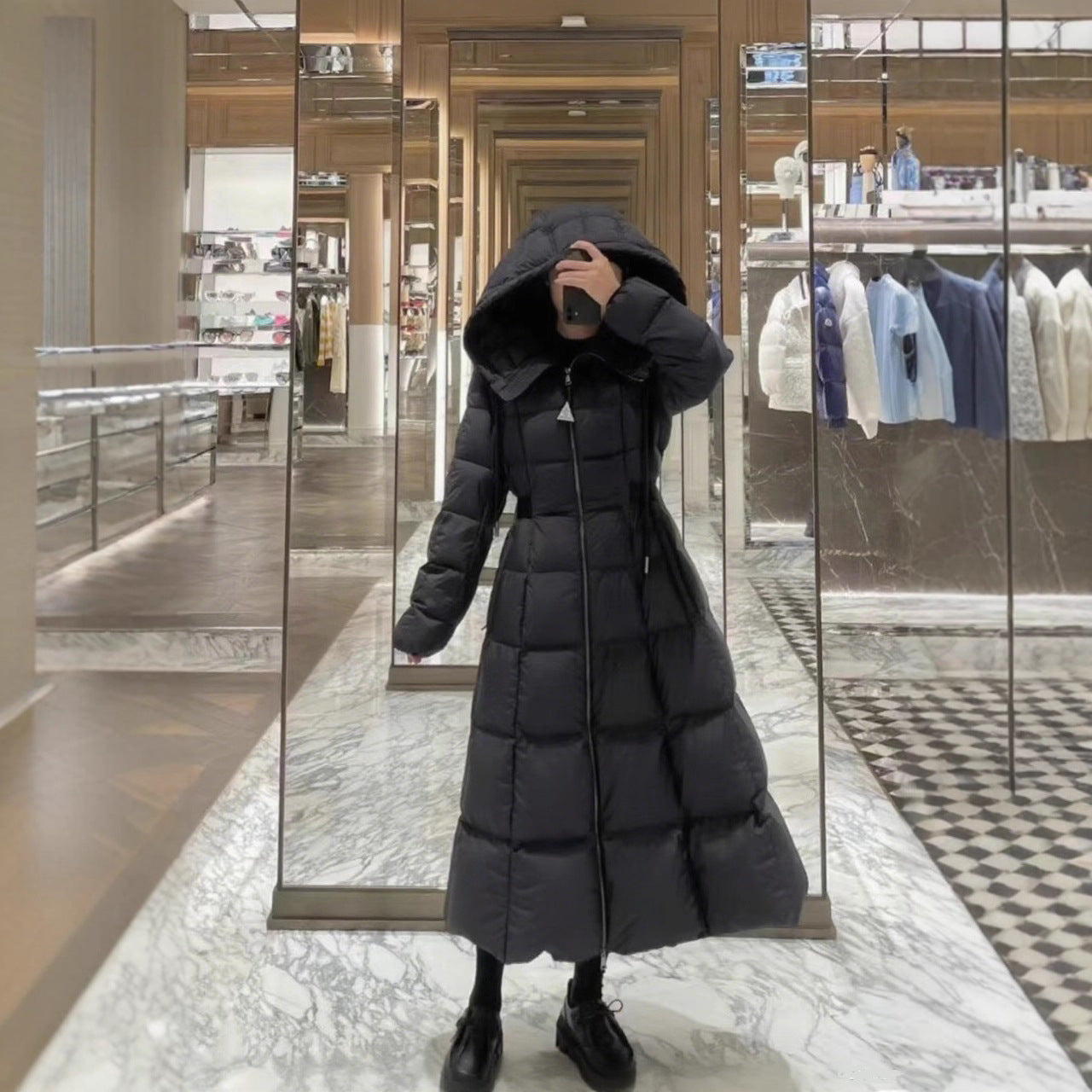 Long Casual Hooded Warm White Duck Down Jacket by DC-THE CEO