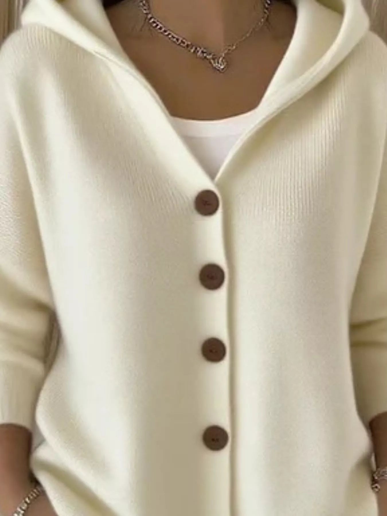 Full Size Hooded Button-Front Soft Knit Cardigan Plus Size by Trendsi