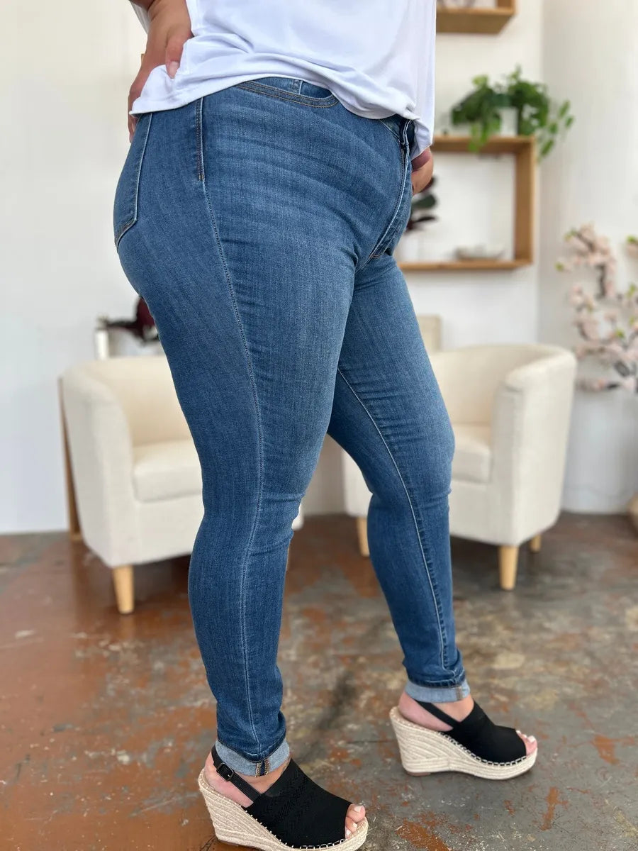Judy Blue Full Size Cuffed Hem Skinny Jeans by Trendsi