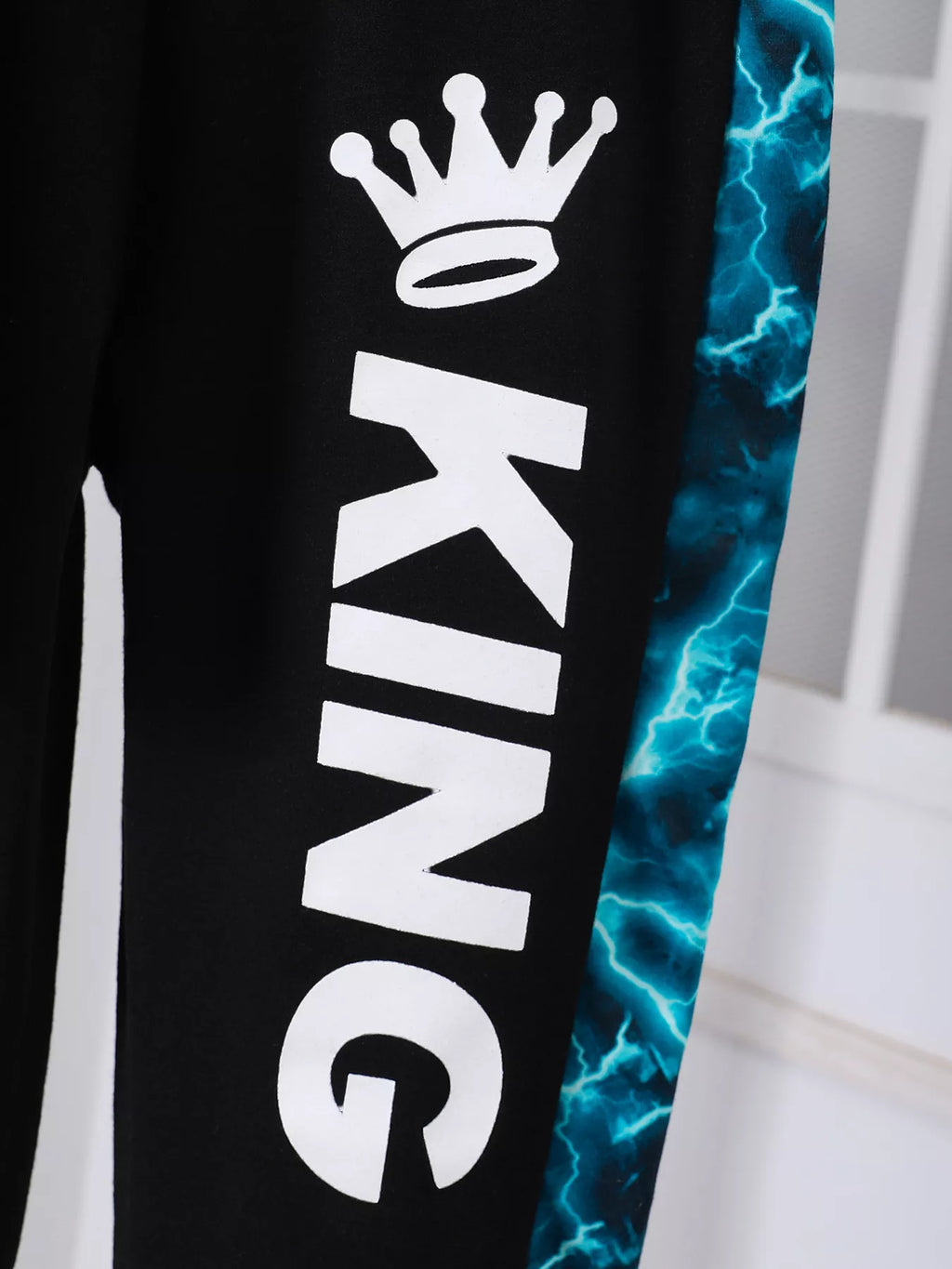 Children's King Letter Lightning Hoodie & Pants Set by Trendsi
