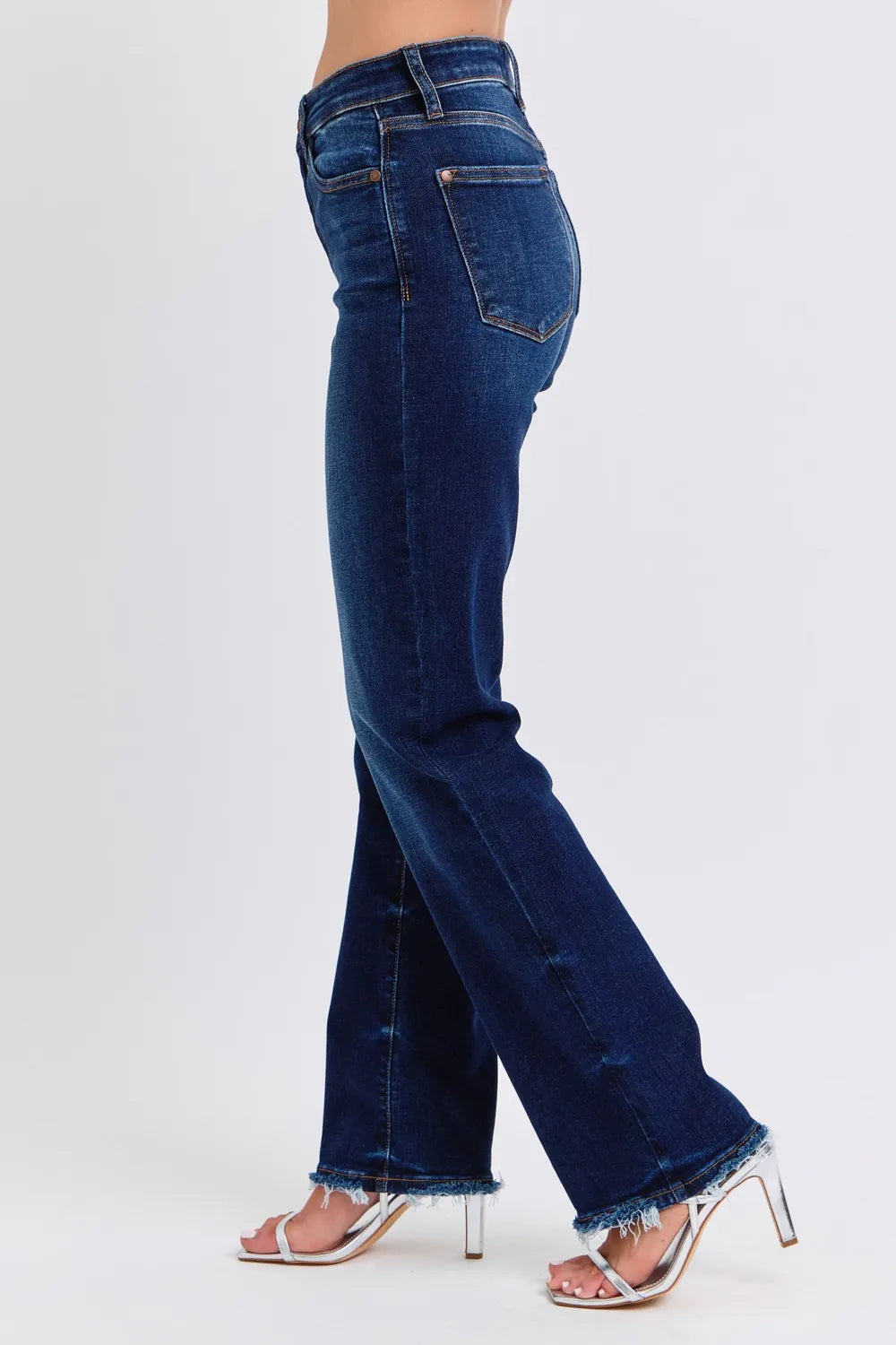 Judy Blue Full Size Raw Hem Straight Leg Jeans by Trendsi