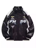 Men's Plus Size Zip Up Contrast Long Sleeve Jacket by Trendsi