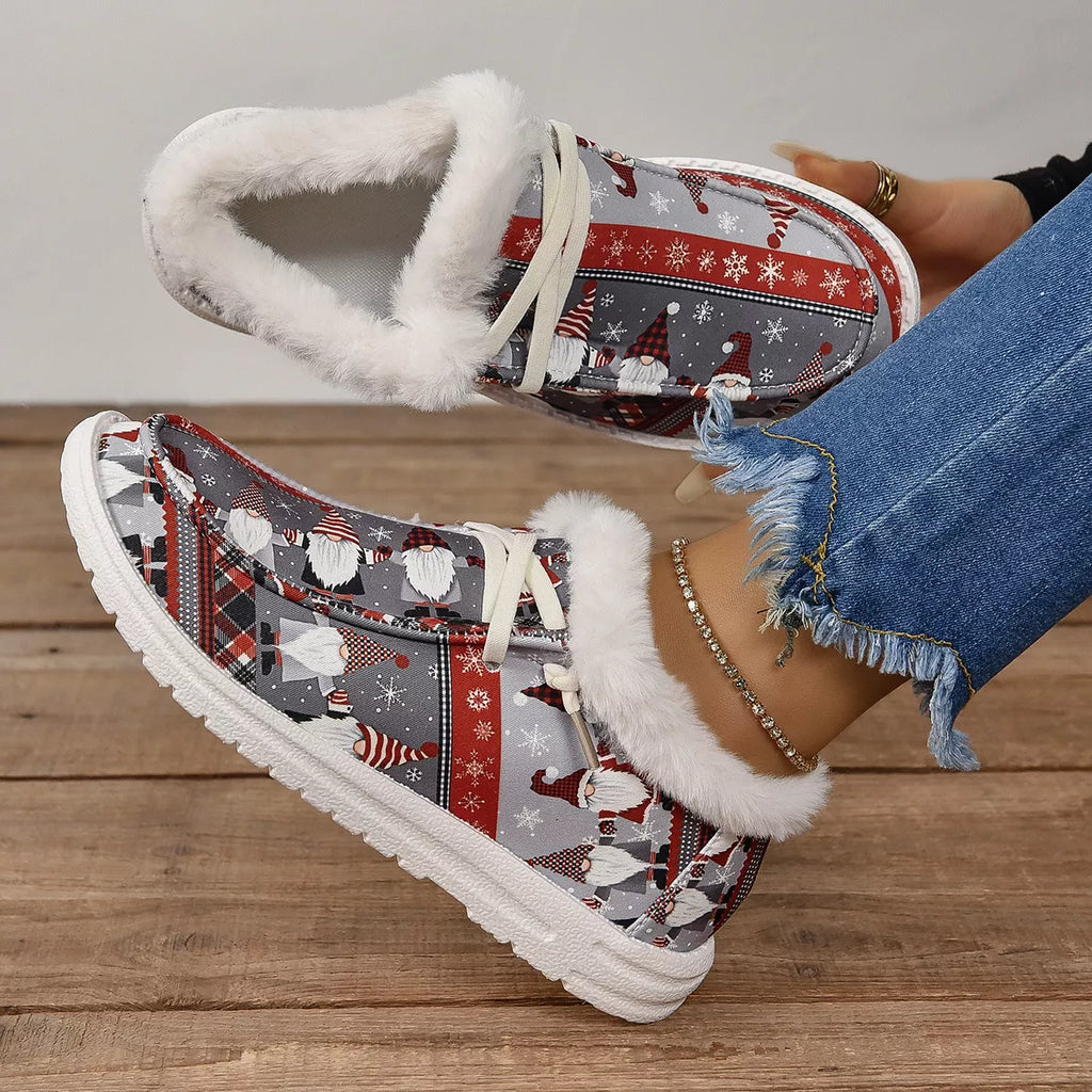 Christmas Print Round Toe Sneakers by Trendsi