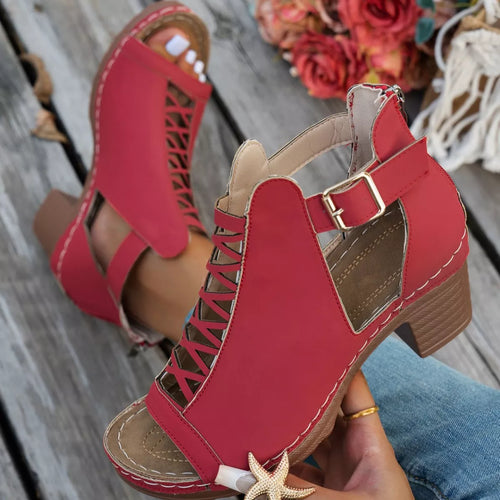 Buckle Block Heels Sandals by Trendsi