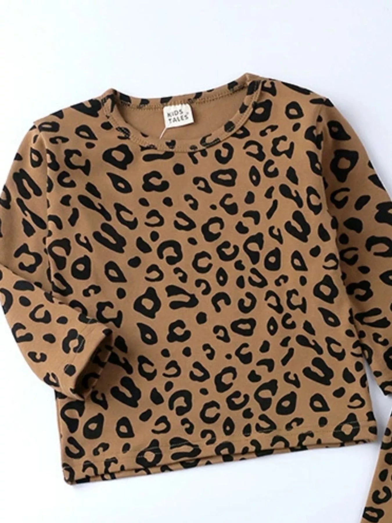 Children's Leopard Print Long Sleeve Top and Pants Set by Trendsi