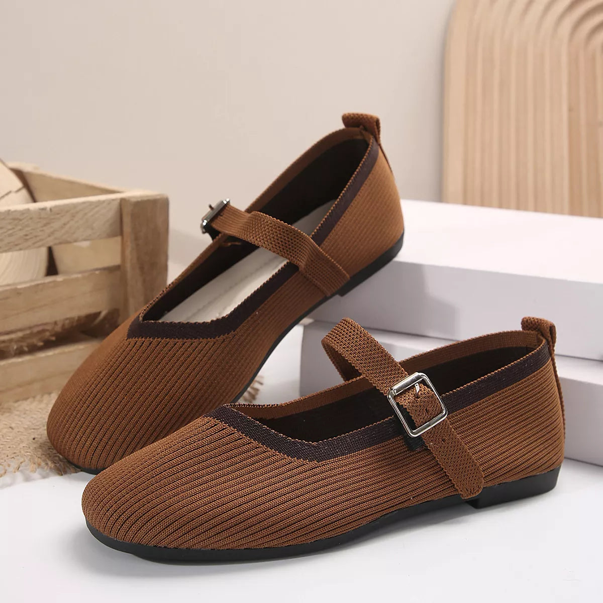 Round Toe Mesh Slip-Ons by Trendsi