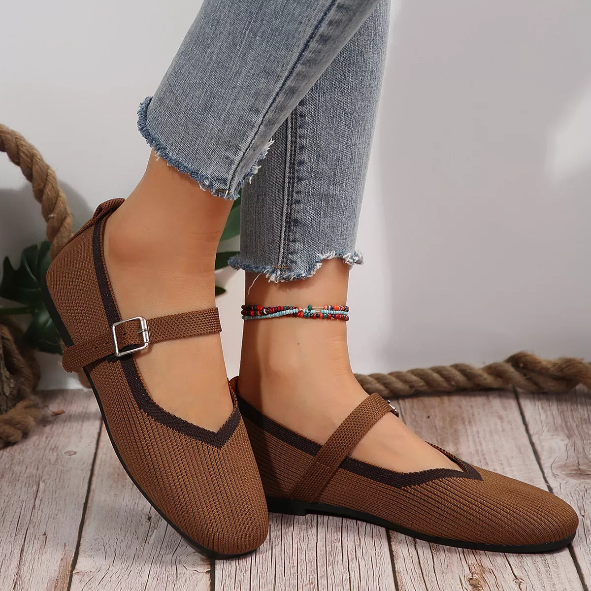 Round Toe Mesh Slip-Ons by Trendsi