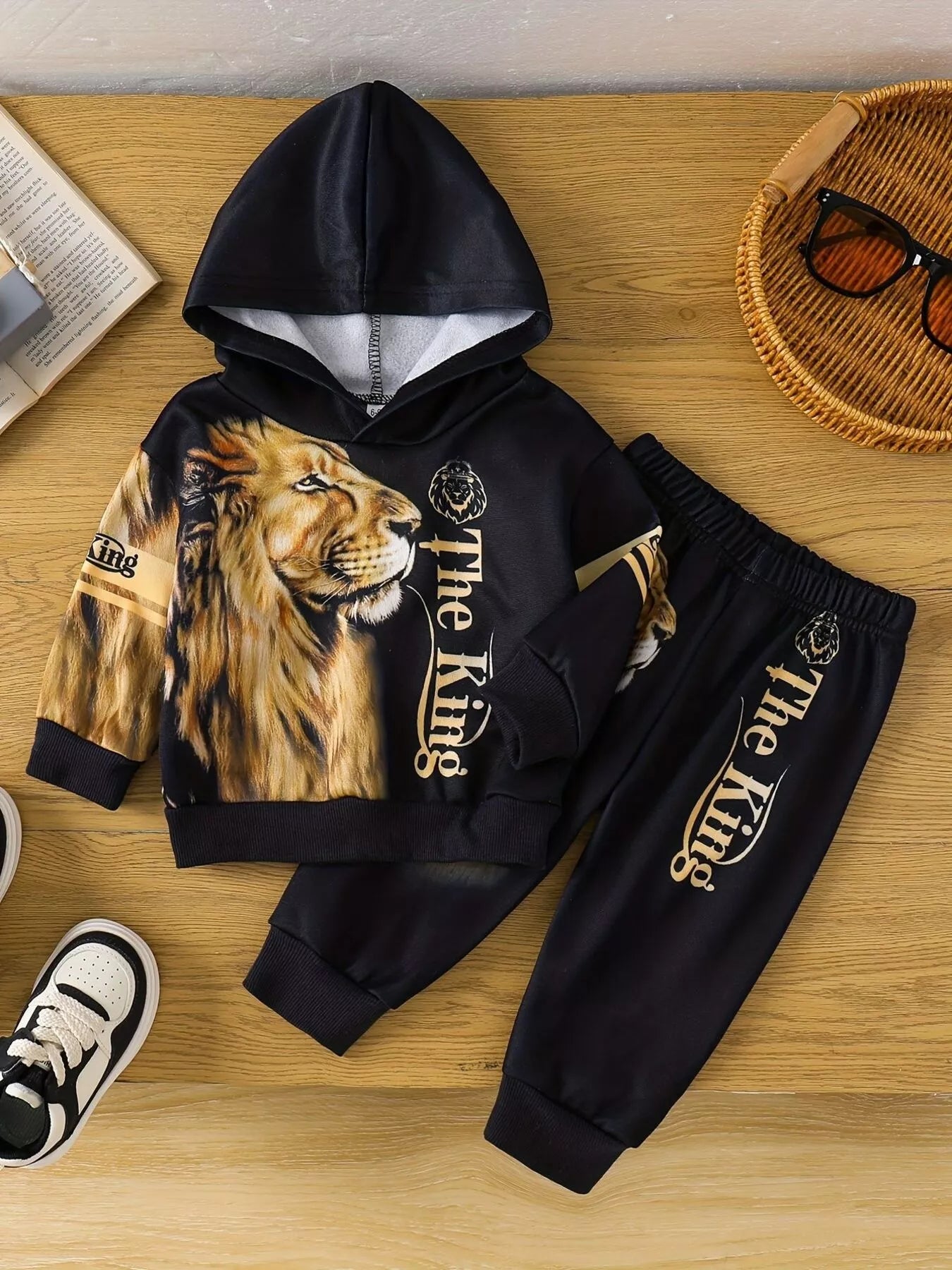 Children's Lion King Print Hoodie and Pants Set by Trendsi
