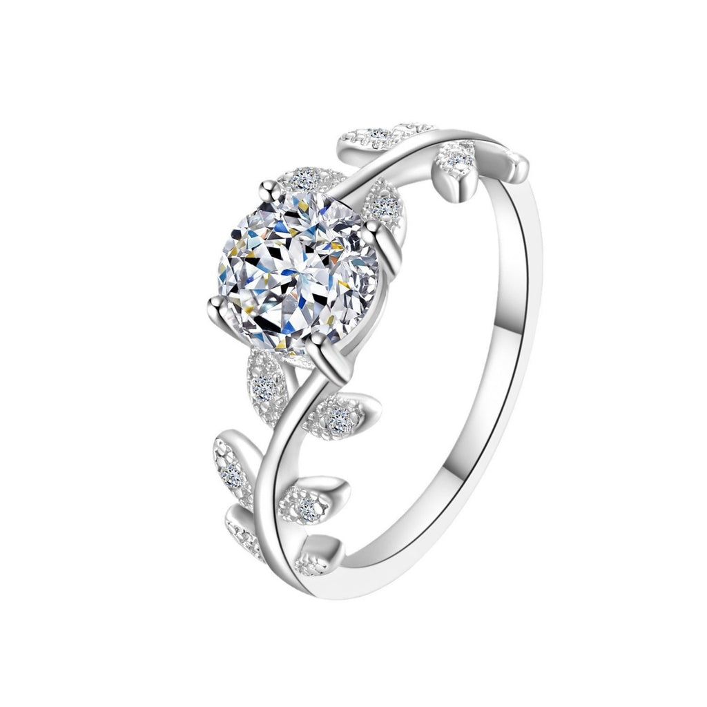 1 Carat Moissanite 925 Sterling Silver Leaf Ring by Trendsi