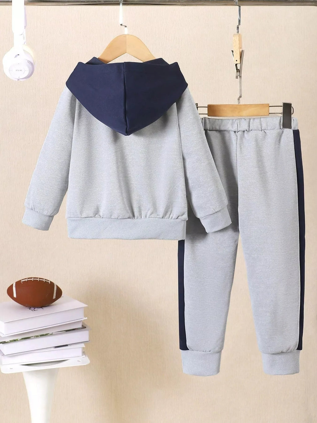 Children's Football Graphic Hoodie & Pants Set by Trendsi
