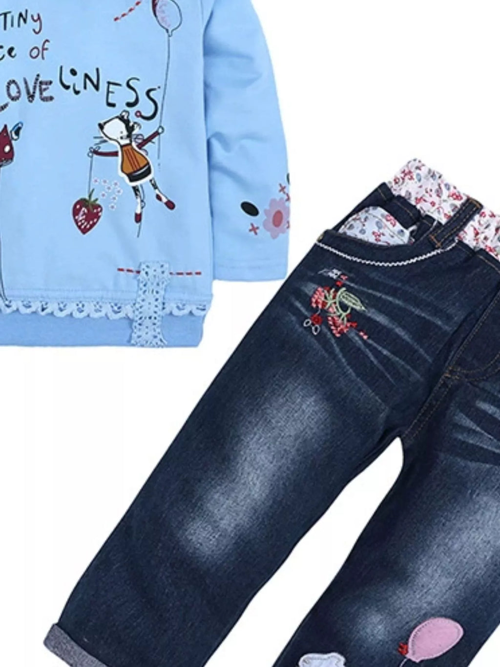 Children's Round Neck Top and Jeans Set by Trendsi