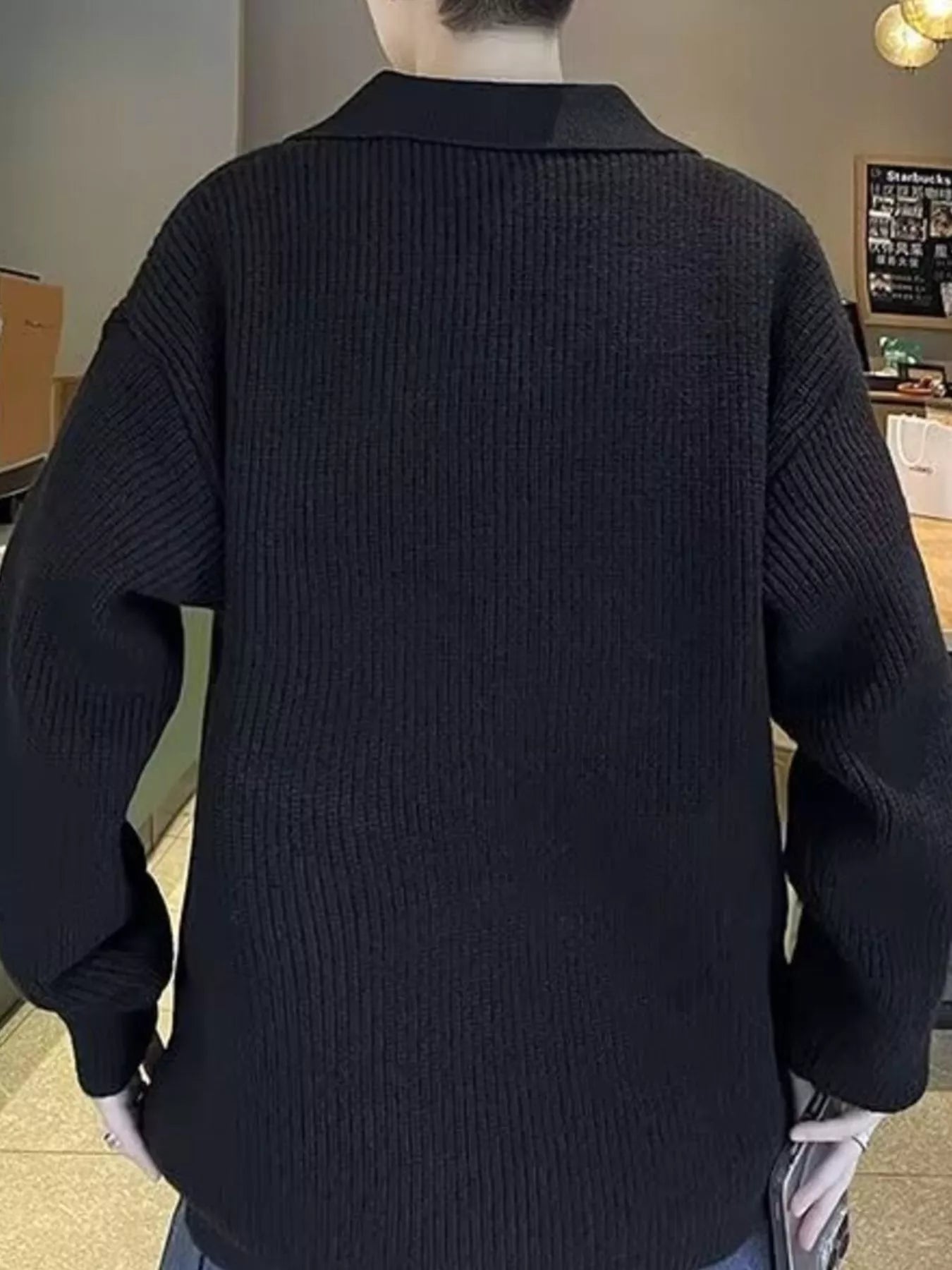Men's Casual Knitted Polo Collar Pullover by Trendsi
