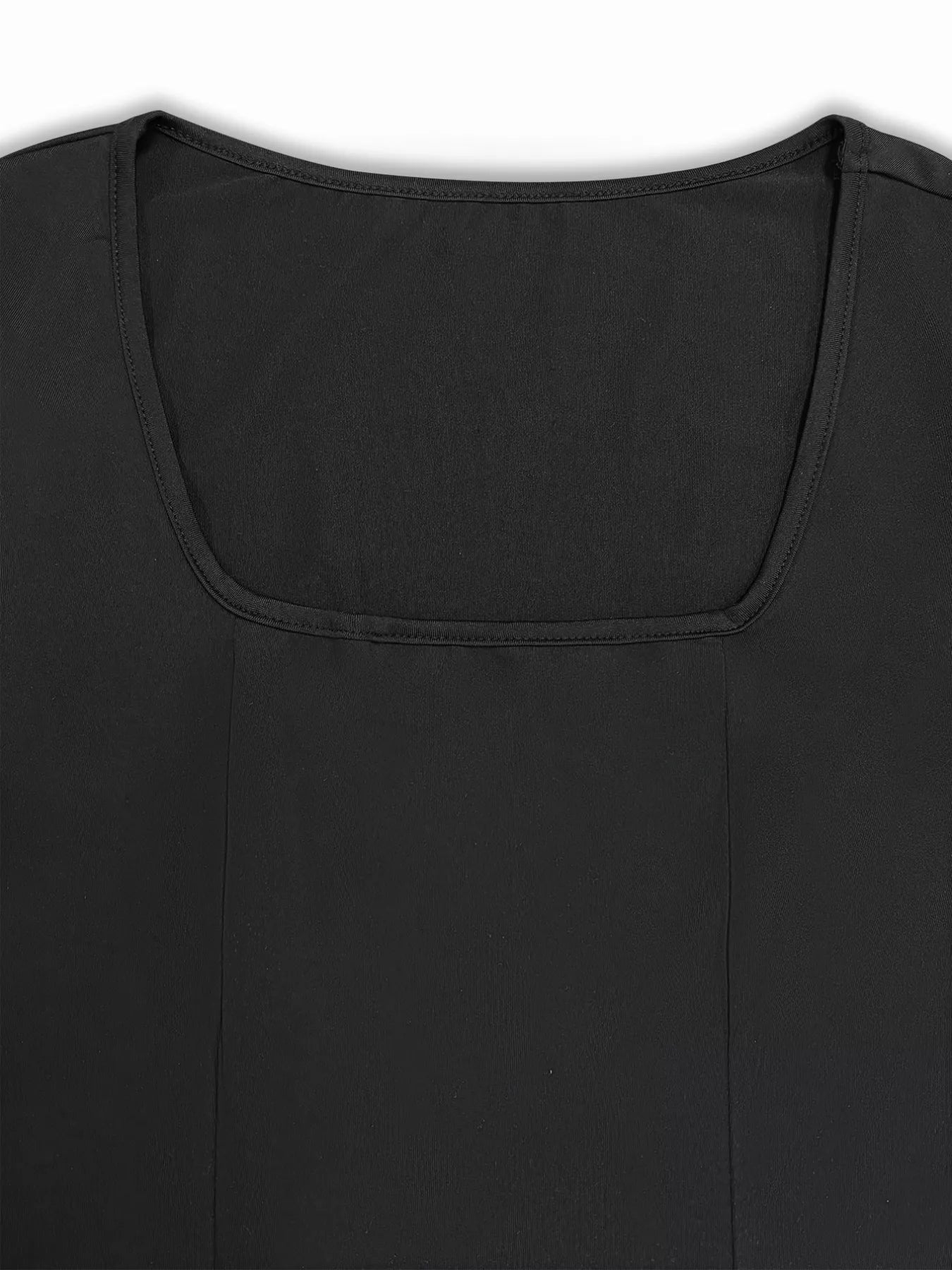 Square Neck Long Sleeve Slit Bodycon Maxi Dress by Trendsi