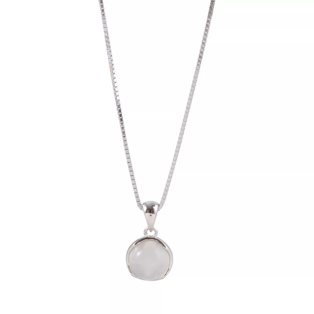 925 Sterling Silver Cat's Eye Stone Pendant Necklace by Trendsi
