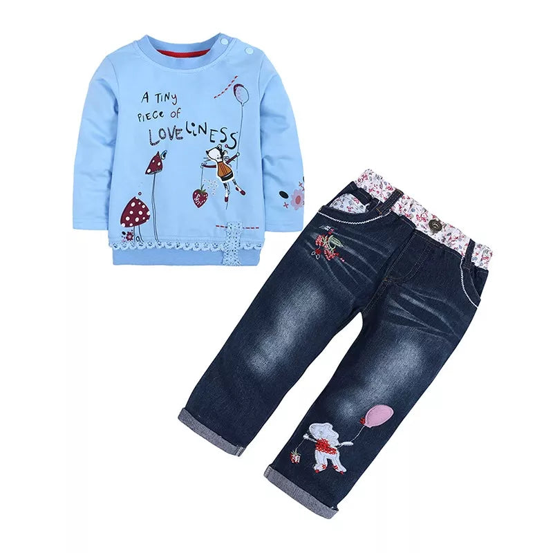 Children's Round Neck Top and Jeans Set by Trendsi