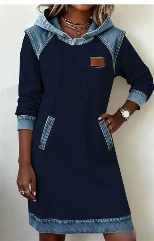 Best Seller Denim Color Matching Ladies Hoodie Skirt by DC-THE CEO