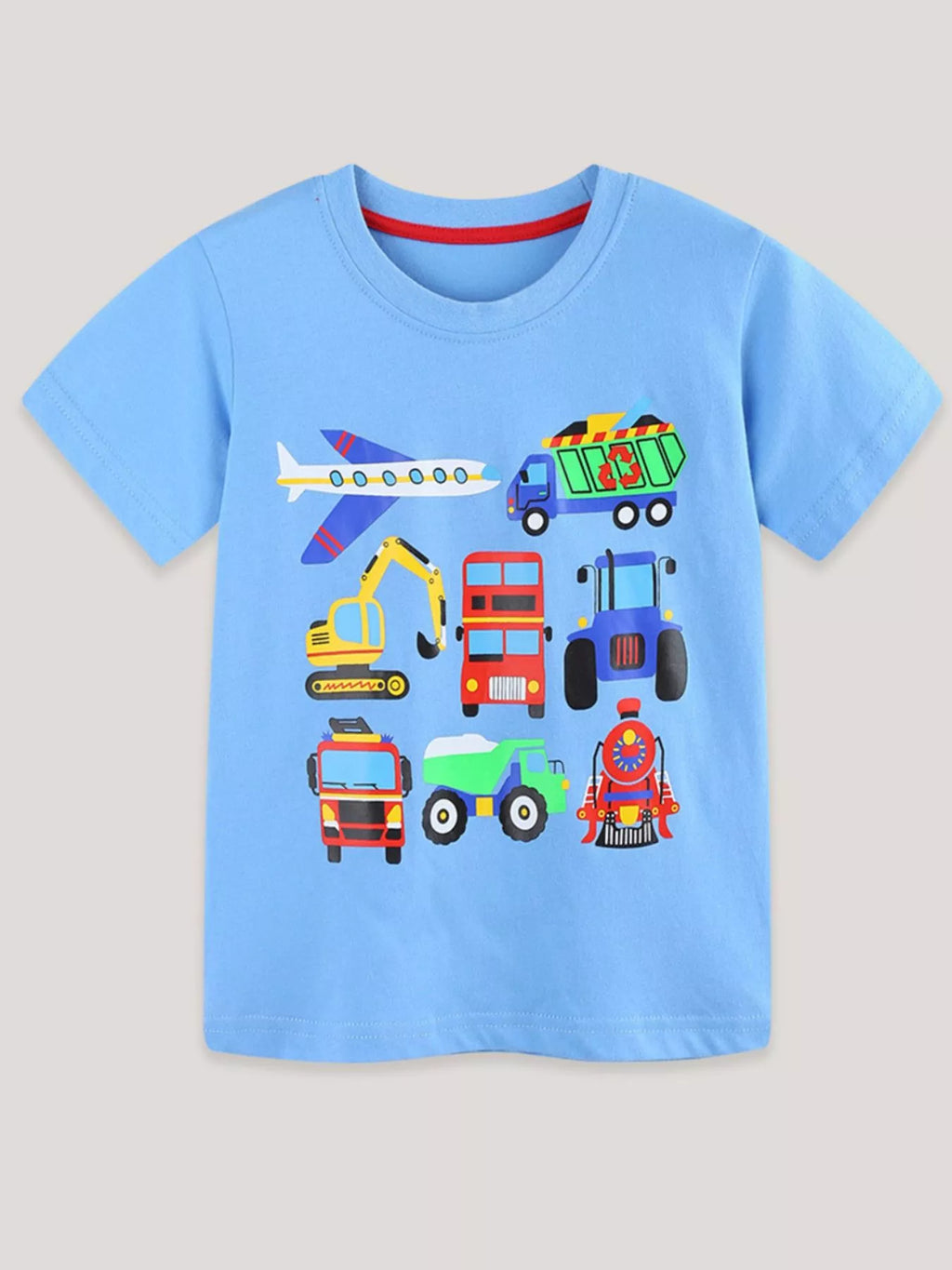 Children's Cartoon Vehicle Crew Neck Short Sleeve T-Shirt by Trendsi